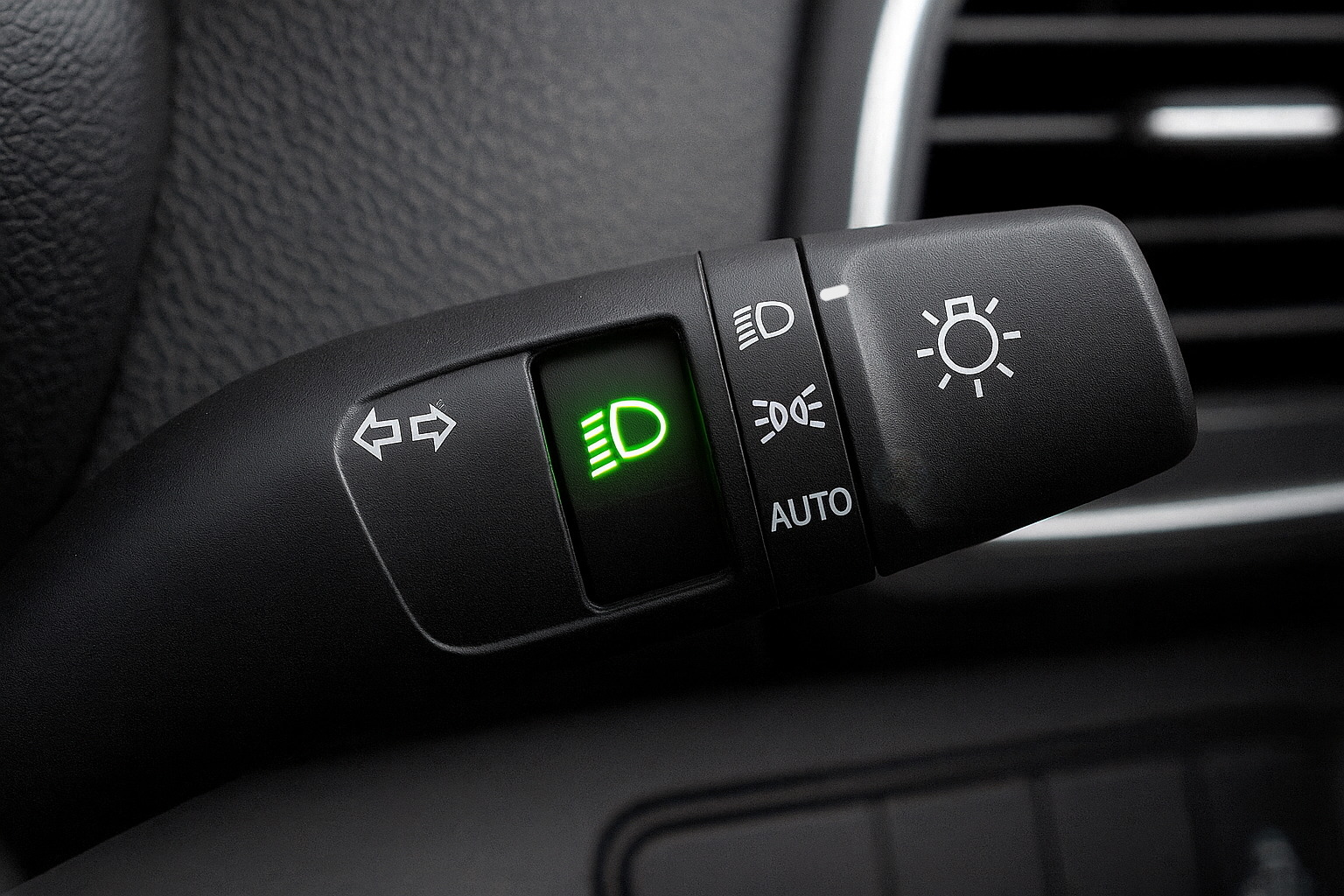 Headlight switch set to low beam