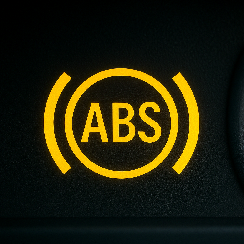 Amber ABS warning light on dashboard