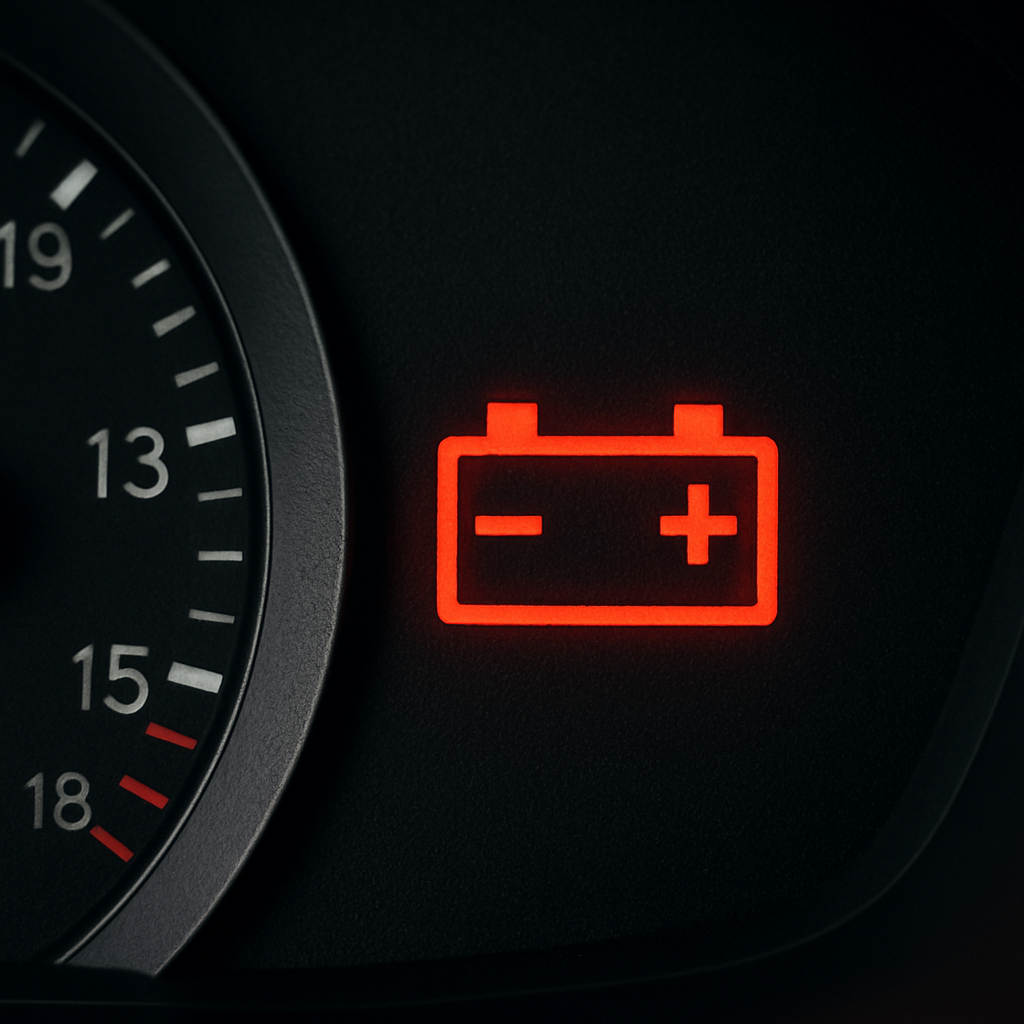 Red battery/charging warning light on dashboard