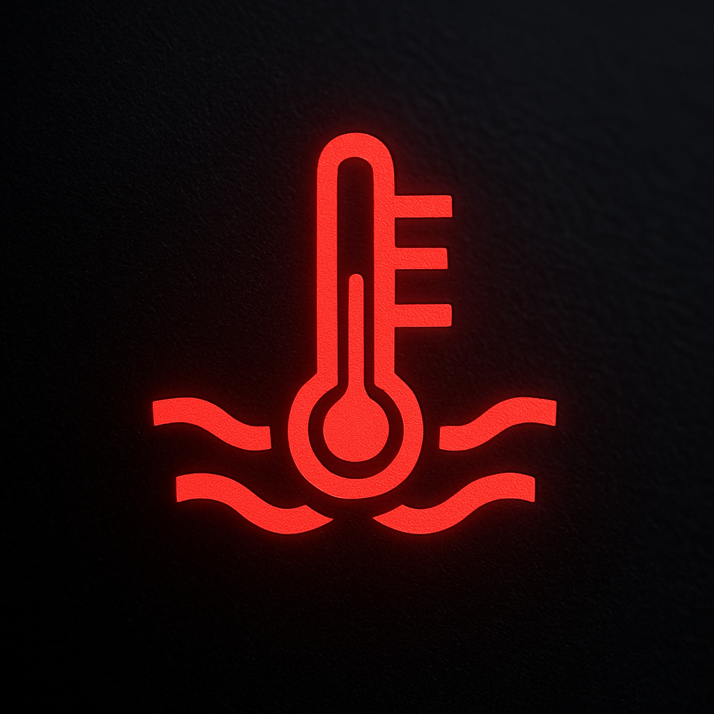 Red engine coolant temperature warning light