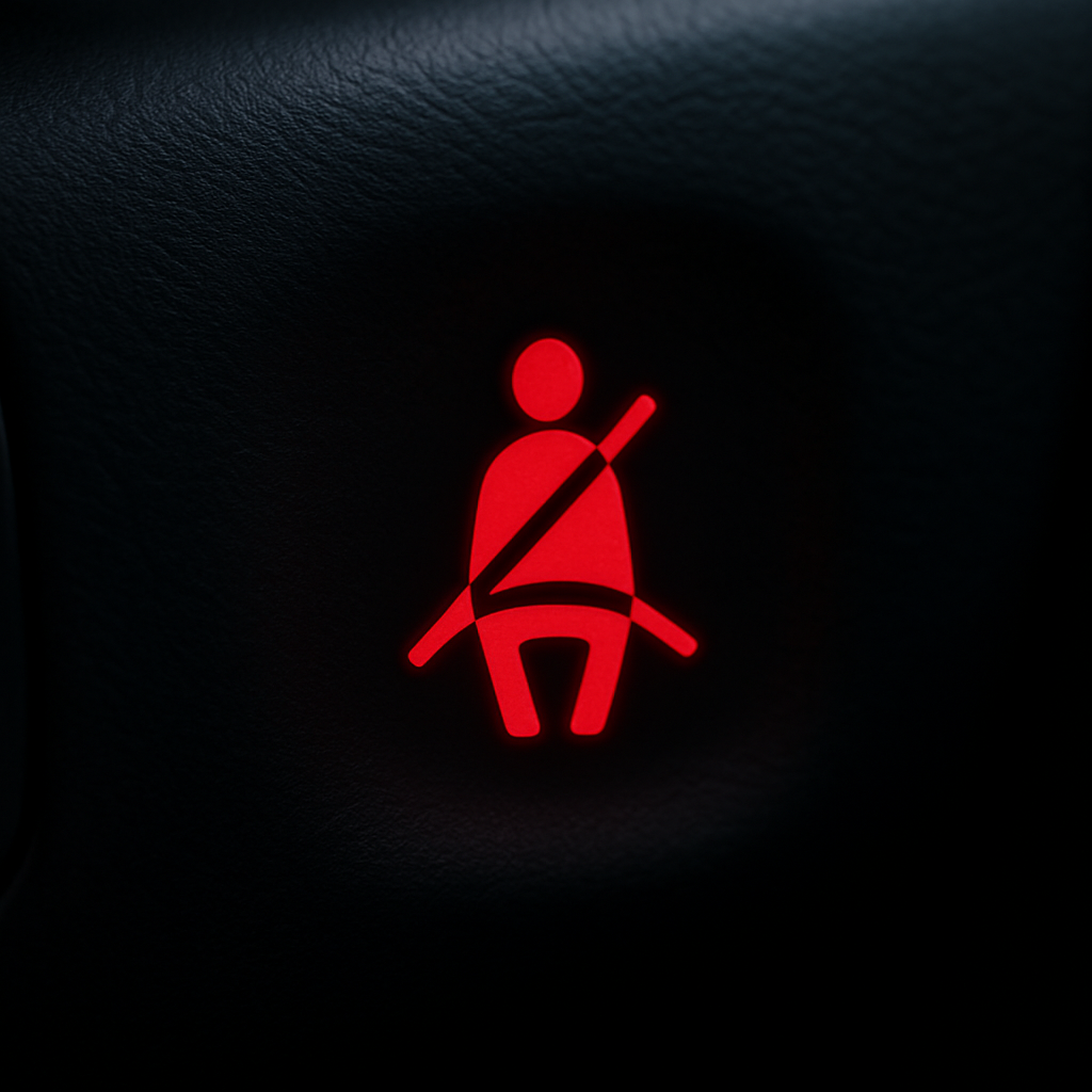 Red seat belt reminder symbol