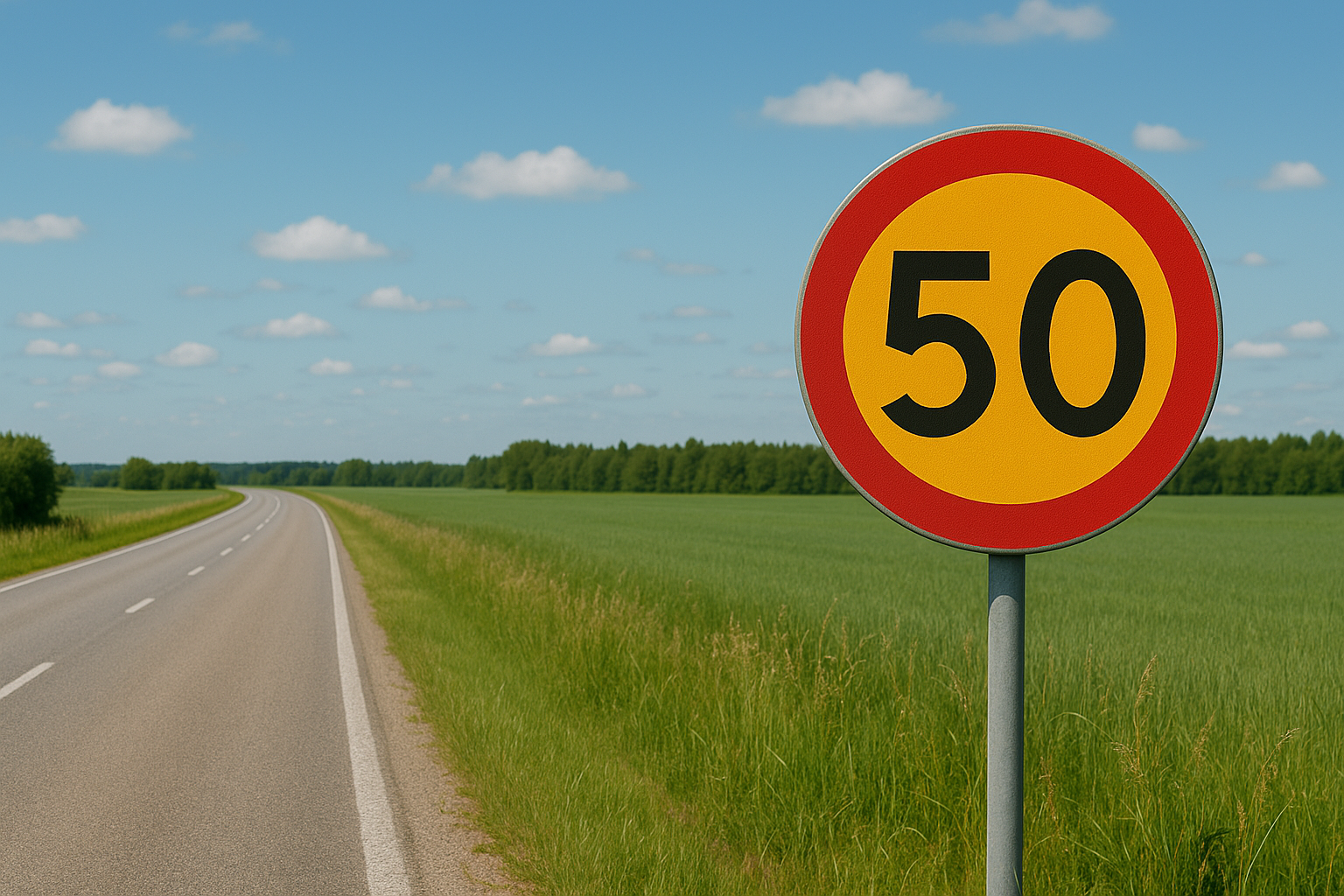 Swedish general speed limit signs on different road types